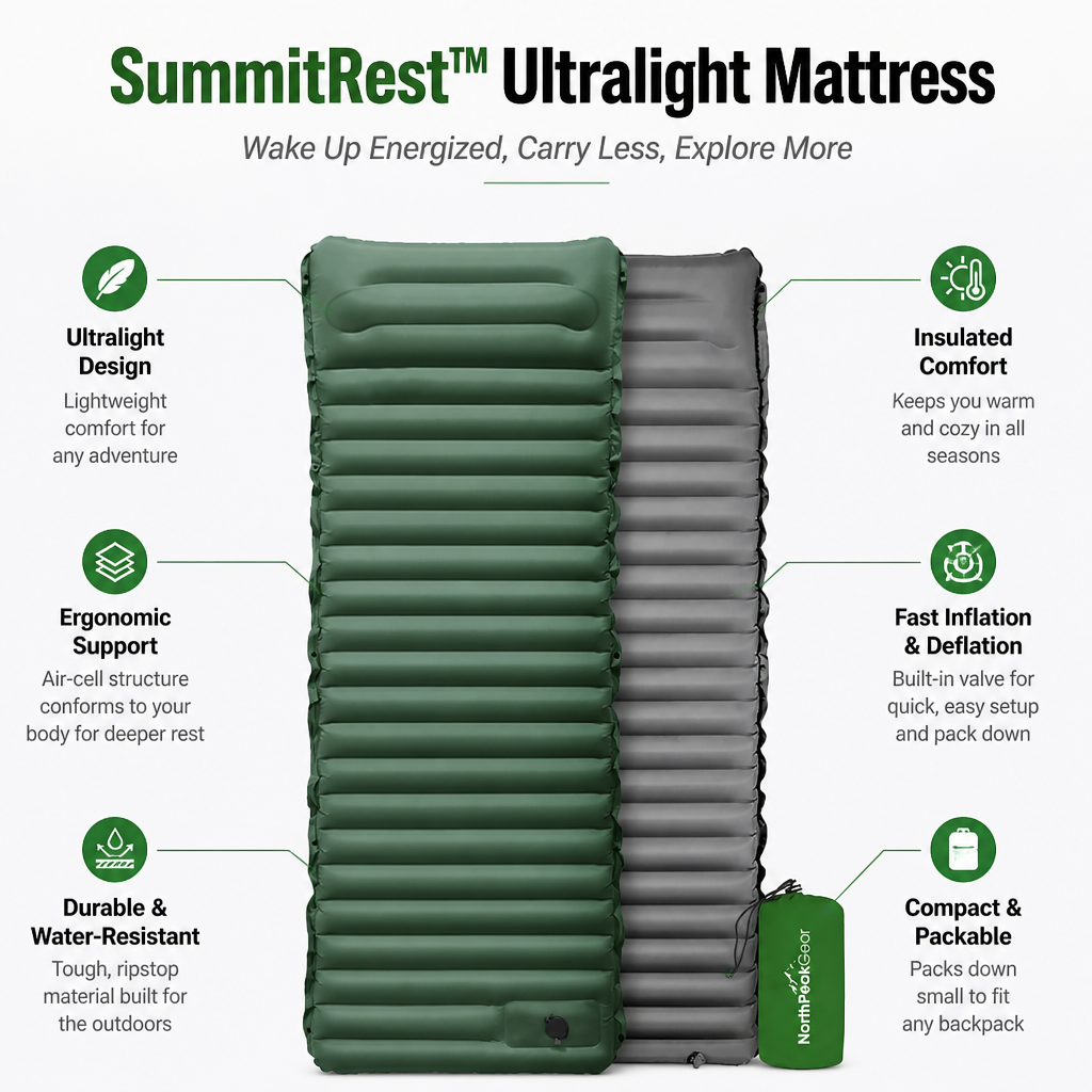 SummitRest™ Ultralight Mattress — Wake Up Energized, Carry Less, Explore More