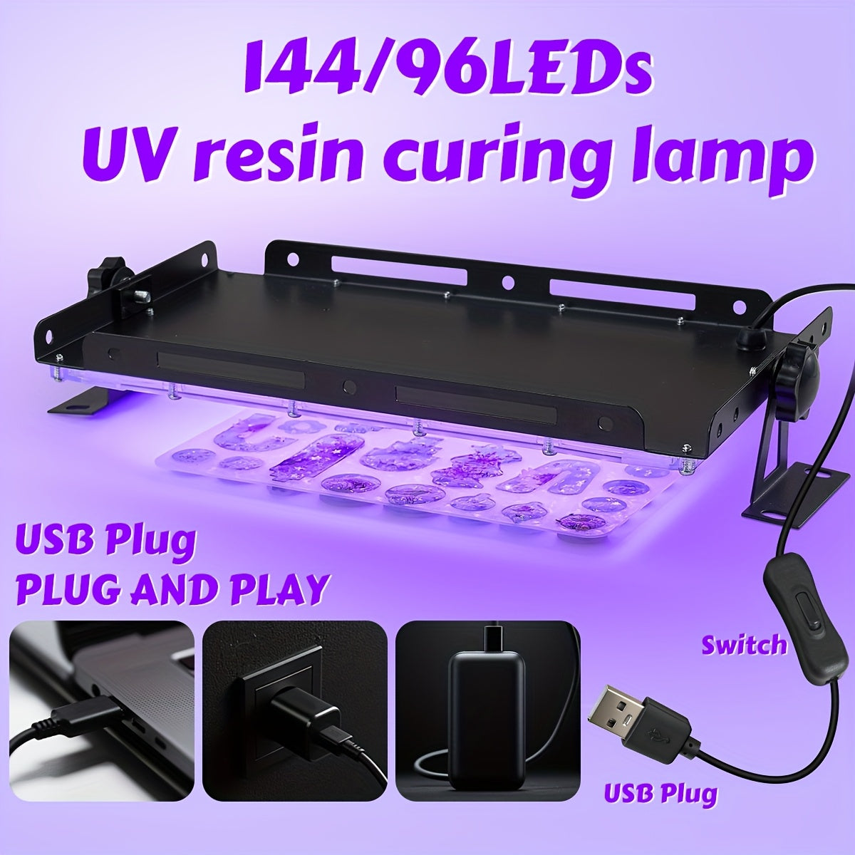 UV Resin Curing Lamp with 96/144 LEDs