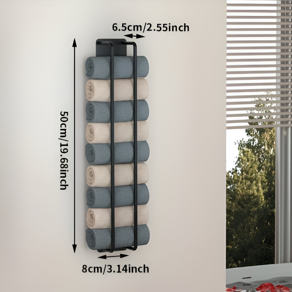 Towel Rack | Upright Wall Organizer | Open Wire Basket | TowelStack