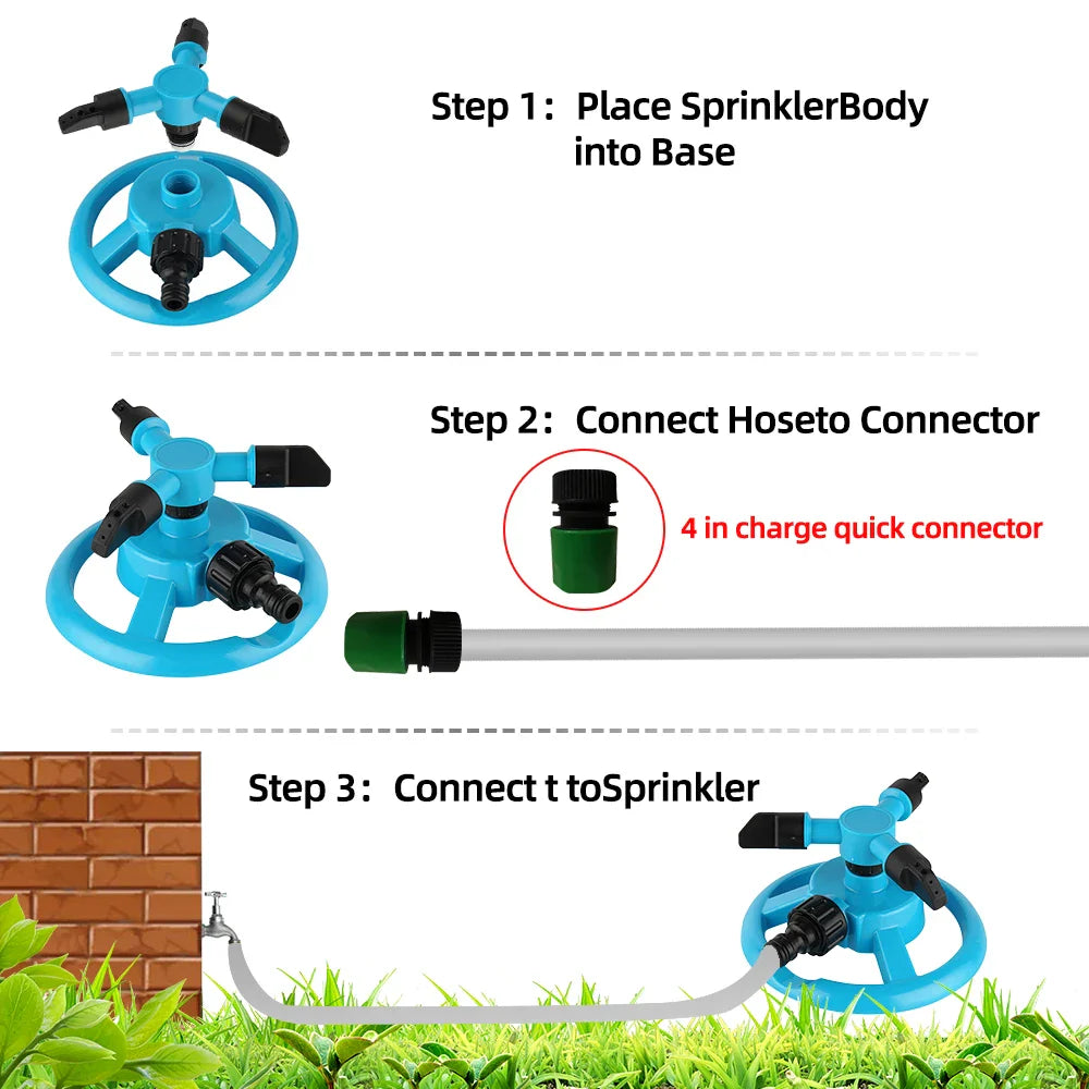360-Degree Garden Sprinkler for Lush Green Lawn Without Brown Patches