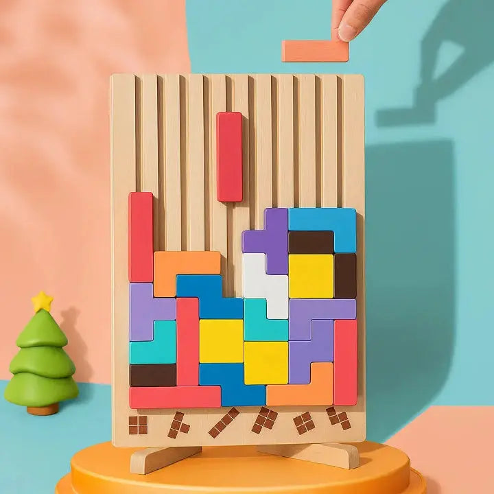 Wooden Tetris Puzzle Tray – An Ideal Mind Break for Your Workspace