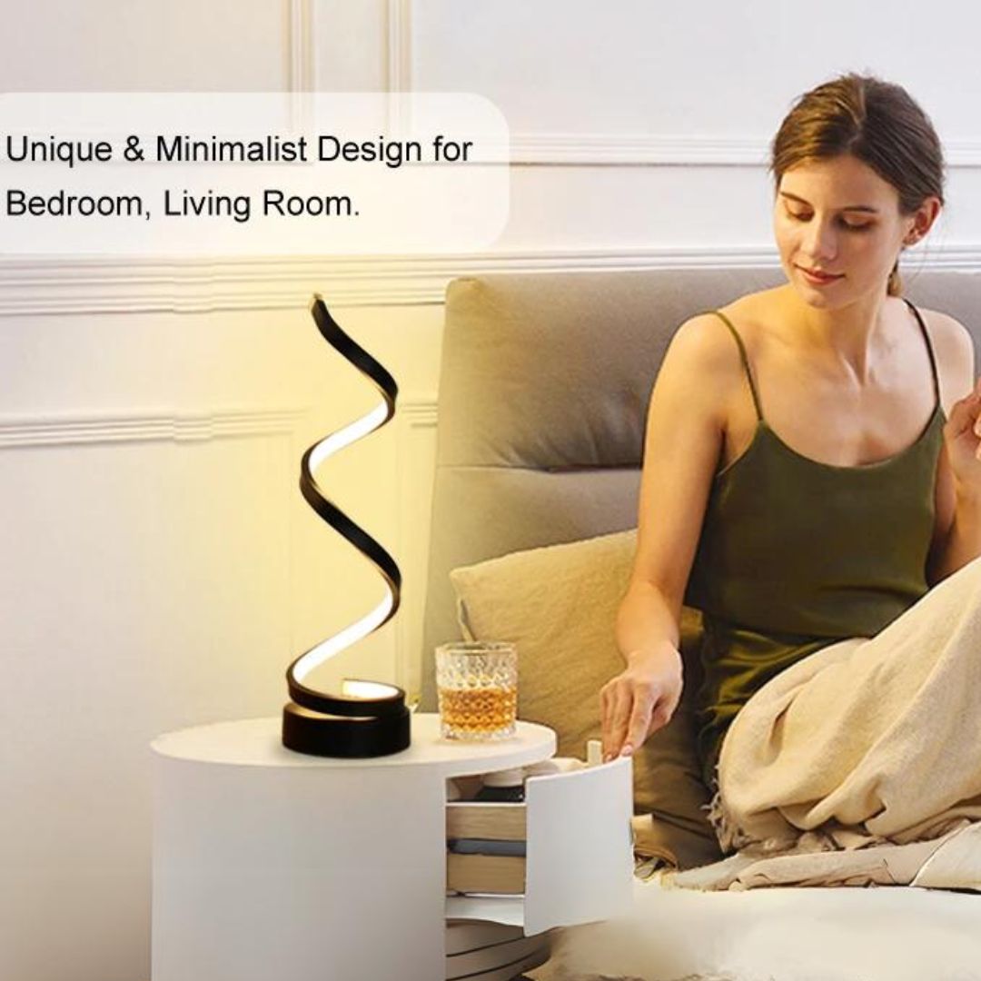 Spiral LED Table Lamp – Touch-Control Dimmable Light
