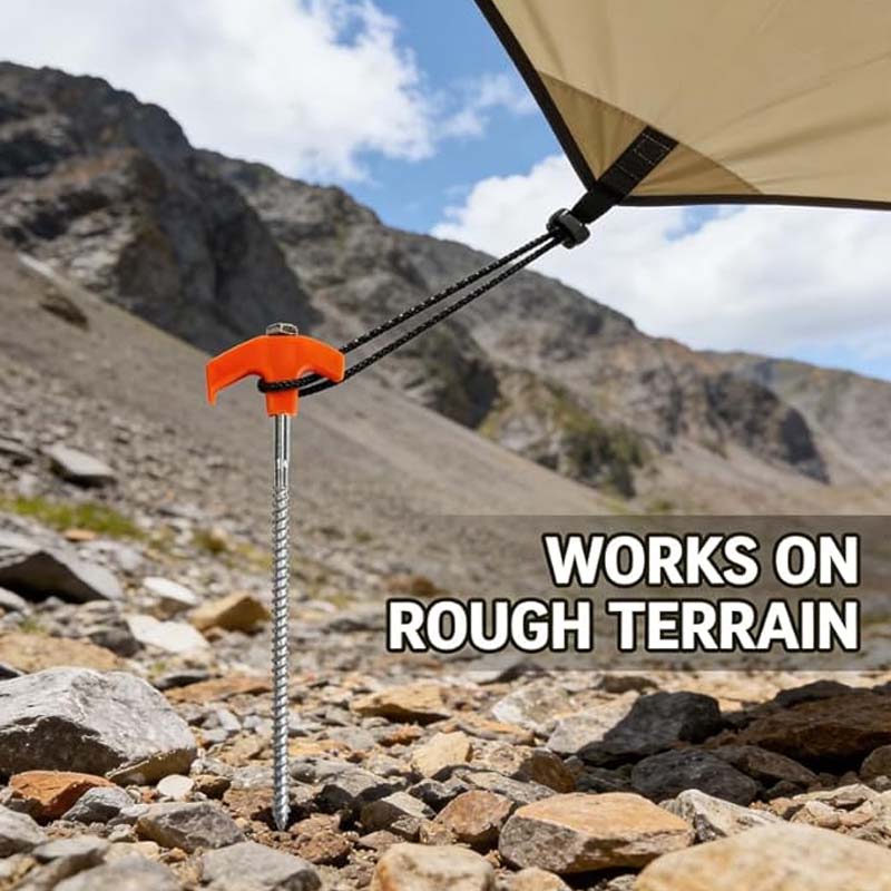 Steel Tent Stakes with Spiral Threads
