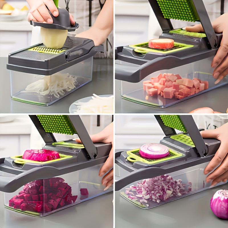 16-in-1 Multi-Functional Vegetable Chopper with Collecting Container