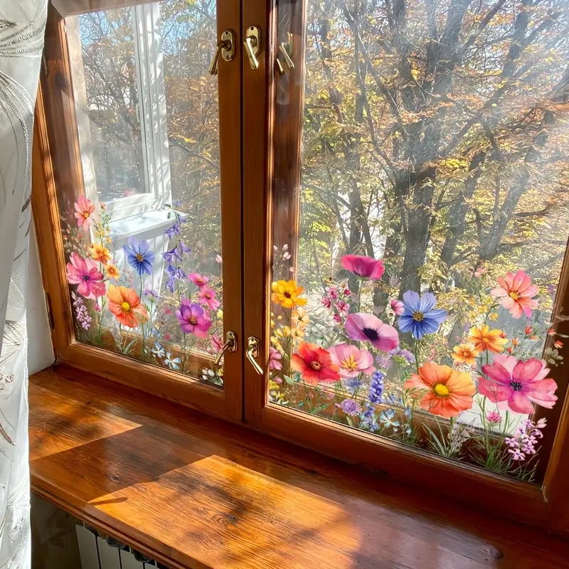 1+1 Free | Colorful Flower Bouquet Window Stickers
