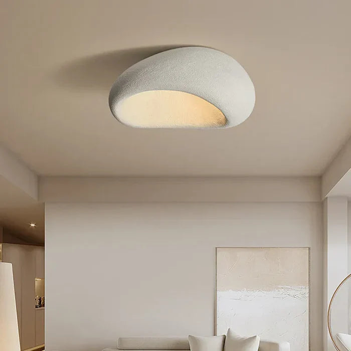 Wabi Sabi Ceiling Light – Gentle Warm Glow with Natural Stone Finish