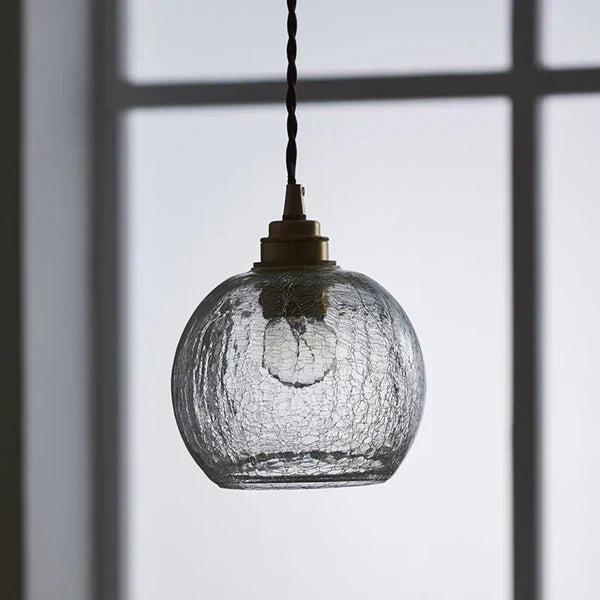 Pendant Light Glass Industrial Style with Textured Globe Shade