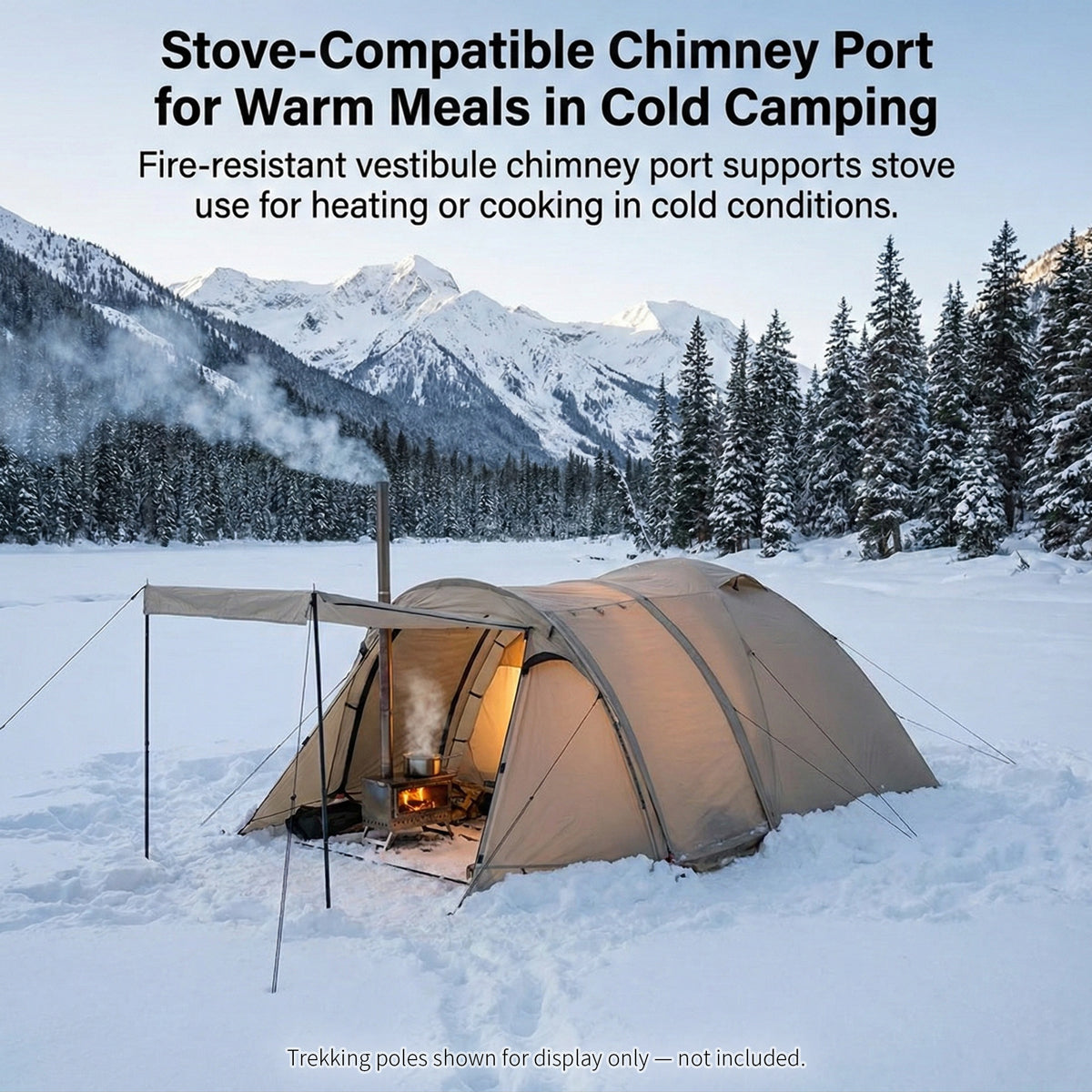 Family Camping Tent for All Seasons with Stove Flue Opening