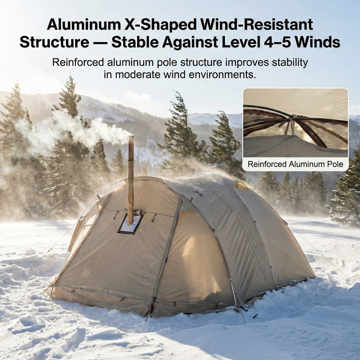 Family Camping Tent for All Seasons with Stove Flue Opening
