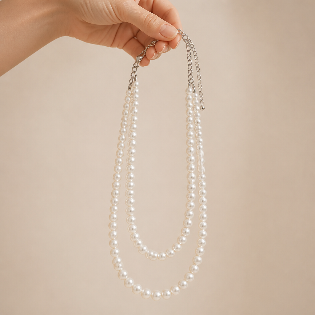 Valoré™ – Layered Graduated Pearl Necklace with Adjustable Stainless Steel Clasp
