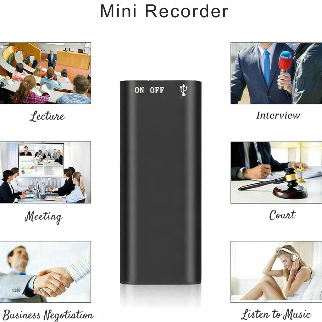 Dictation Device | Compact Audio Recorder | Single Button Recording | MicroSpy