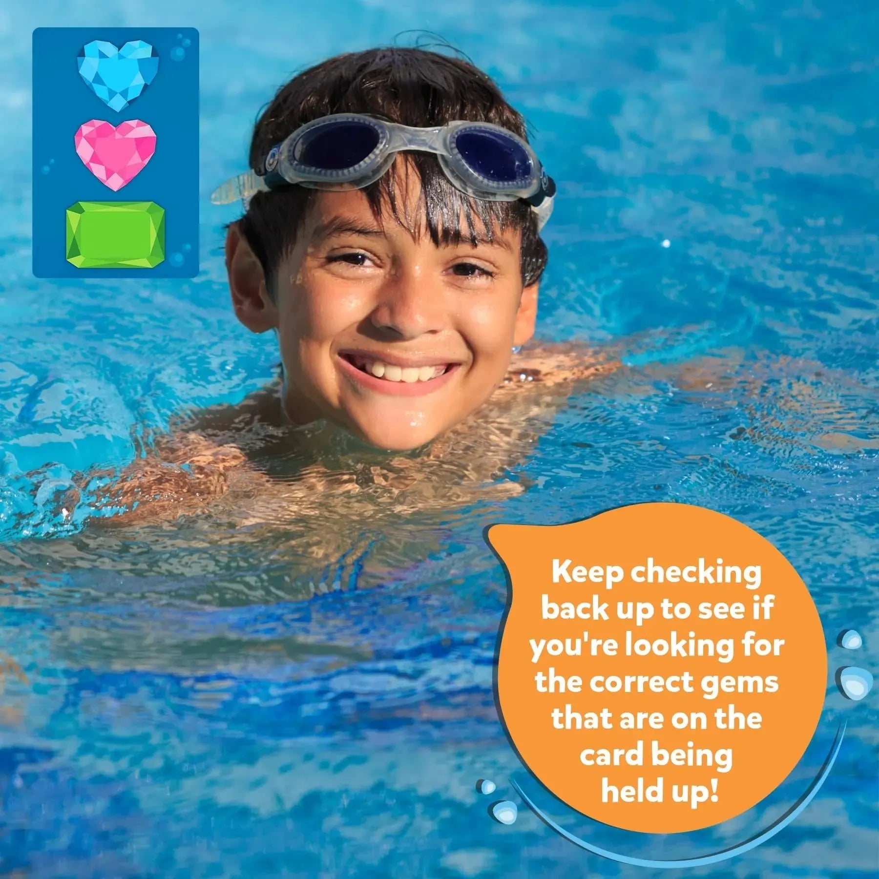 Underwater Pool Treasure Game with Waterproof Gems and Cards