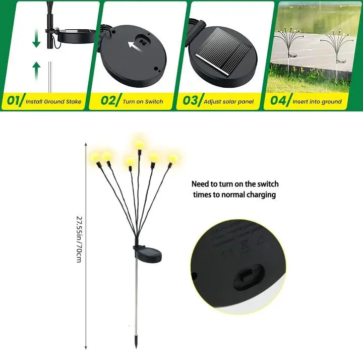 Waterproof Solar Firefly Lanterns (6 LEDs)