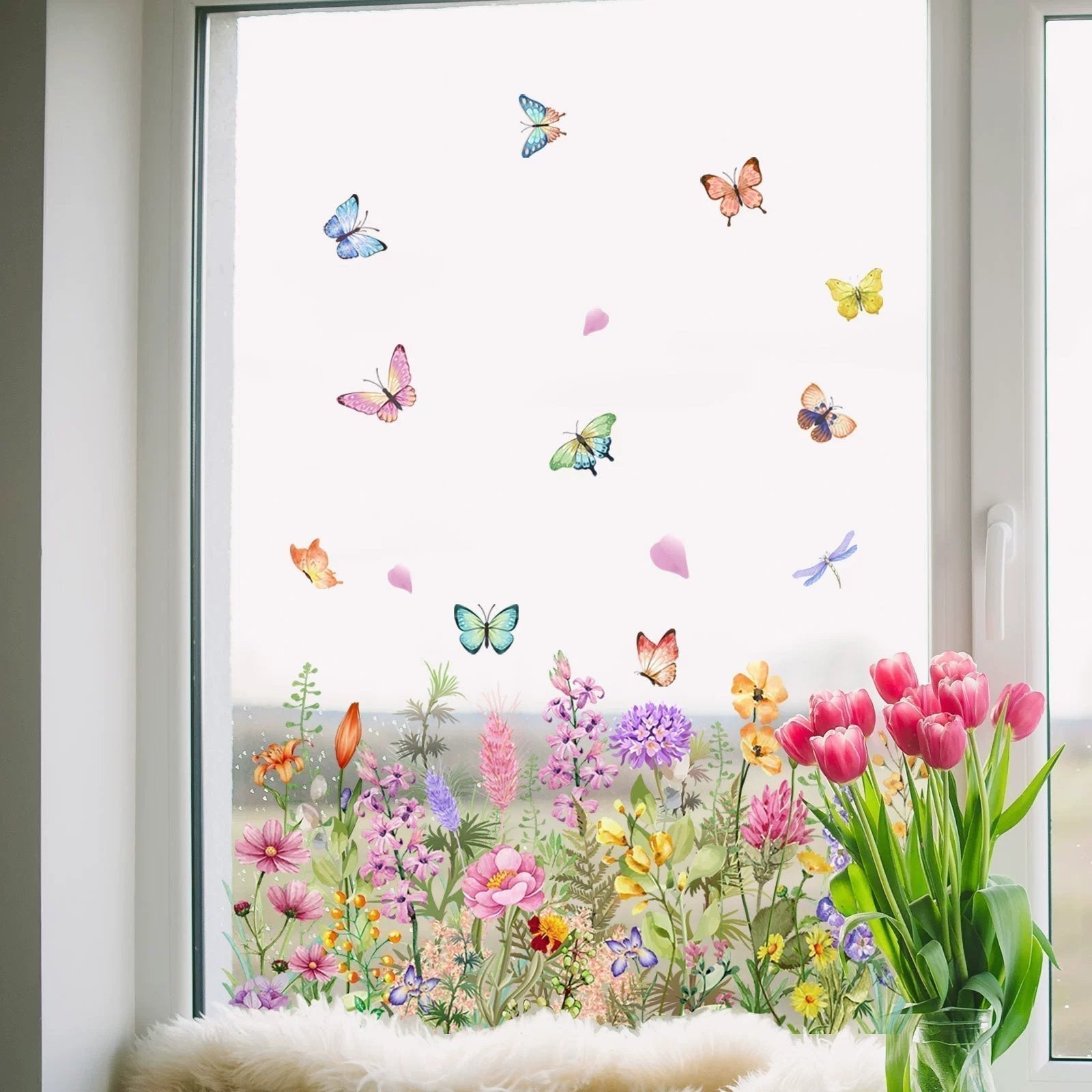 1+1 Free | Colorful Flower Bouquet Window Stickers
