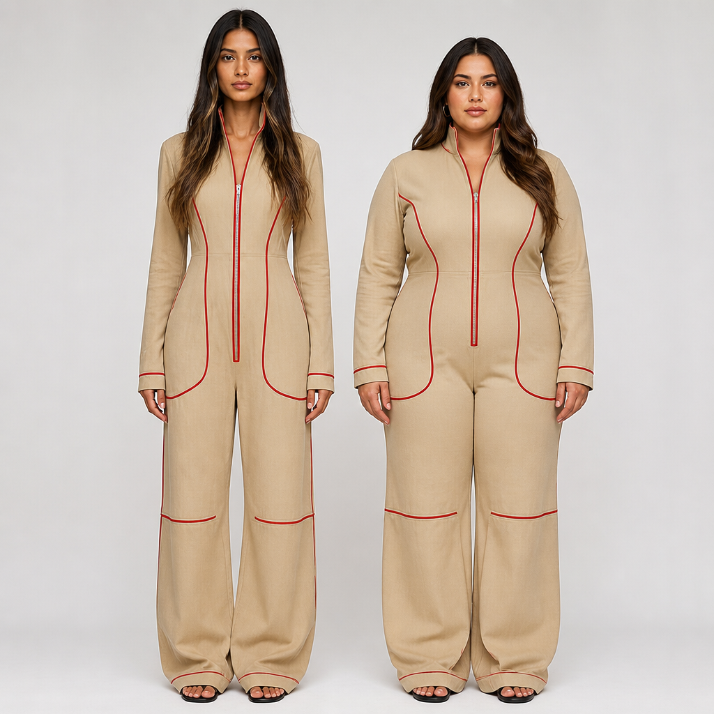Velozia™ – Waist-Sculpting Wide-Leg Denim Jumpsuit with Zip Front