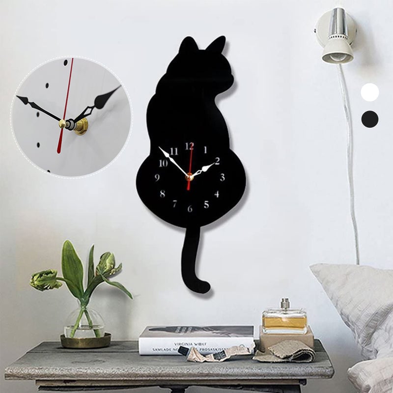 Cat Motion Wall Clock with Moving Tail Feature