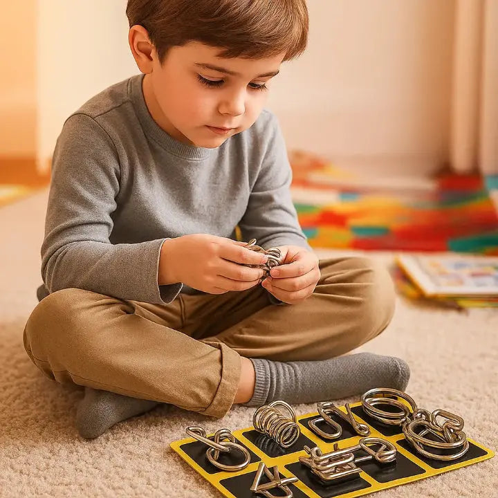 Interlocking Metal Puzzle Collection — Ideal for Christmas & Game Nights 8-Piece Set