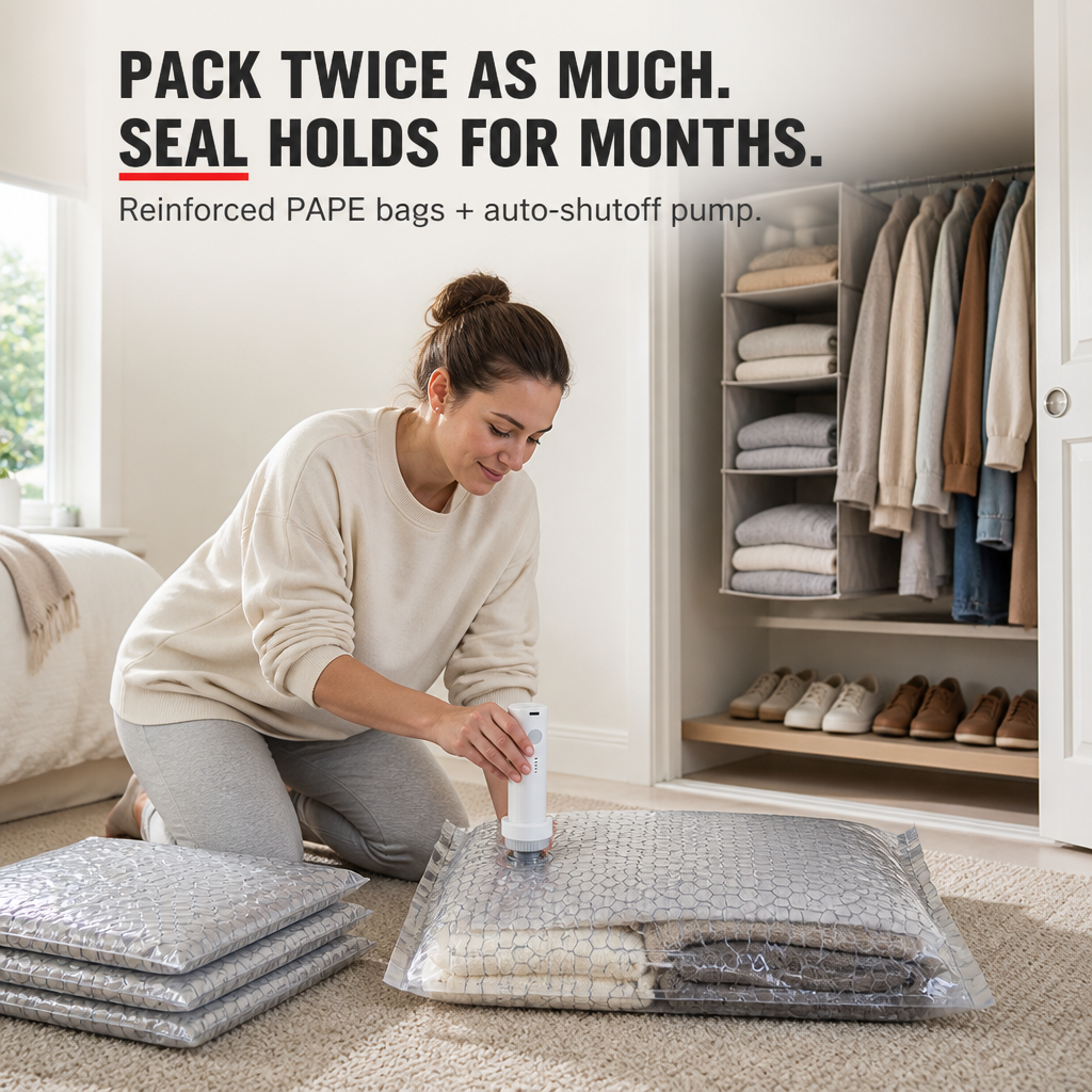 SpaceSculptor™ — Crush Closet Clutter by 80% Without Bags That Puff Back