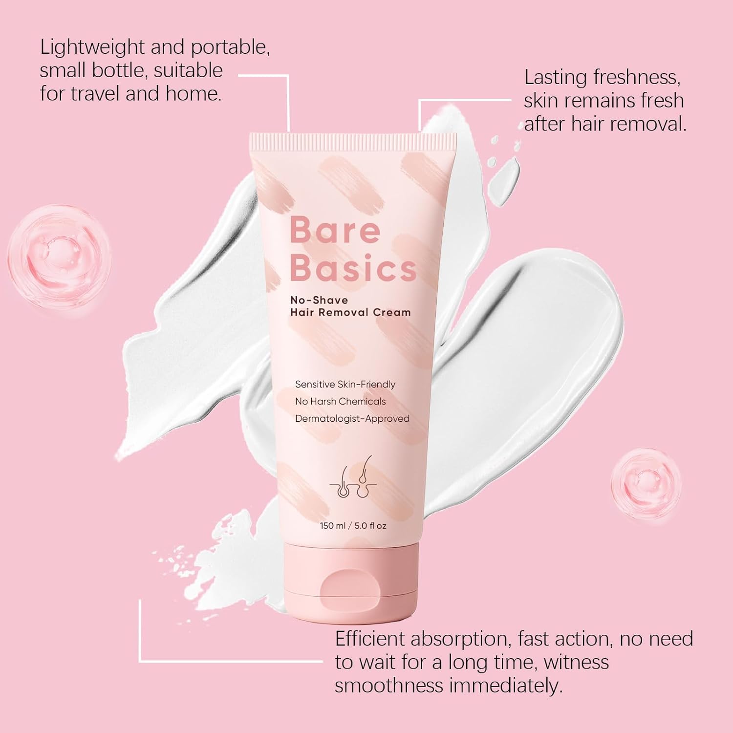 BareBasic™ No-Shave Hair Removal Cream — Smooth, Silky Skin in Minutes Without the Pain or Irritation