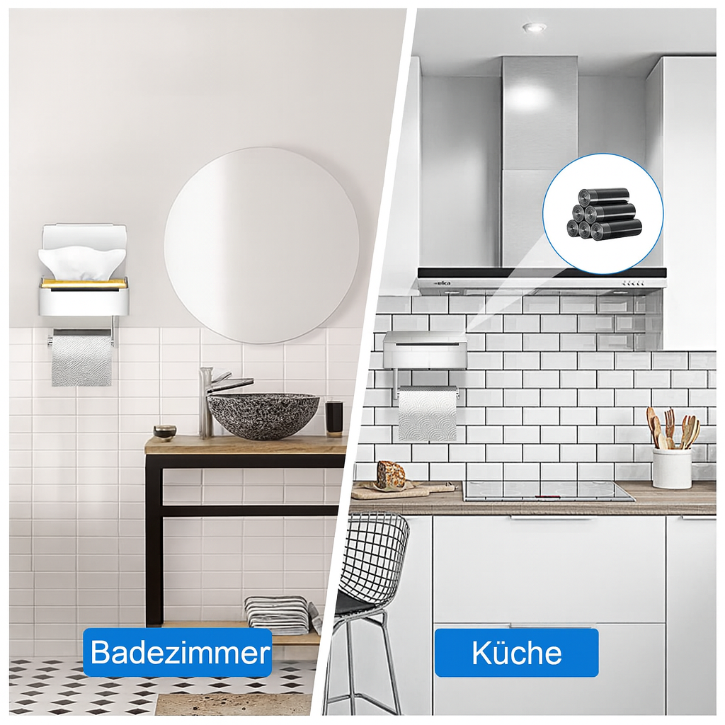 Tissue Dispenser | Stainless Steel Bathroom Paper Holder | 2-in-1 Holder with Shelf | SteelShelf