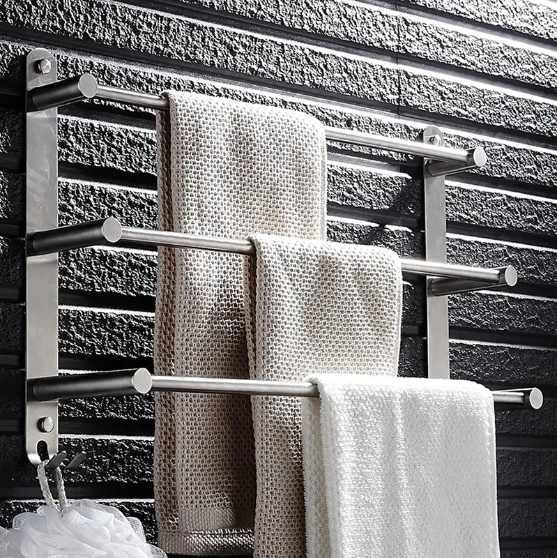 Stainless Steel Towel Rack with 3 Bars for Wall Mounting