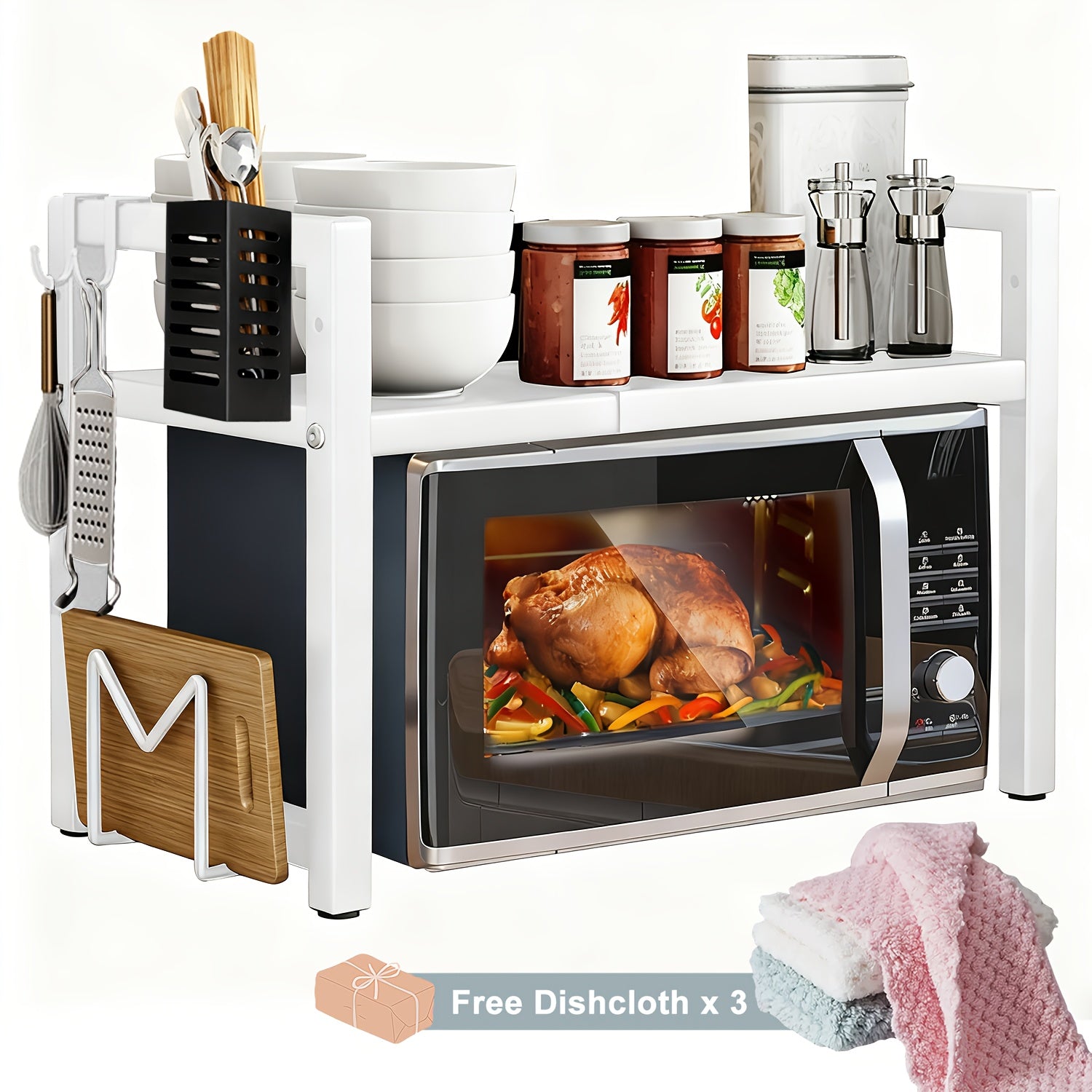 Expandable Microwave Rack with 2 Tiers