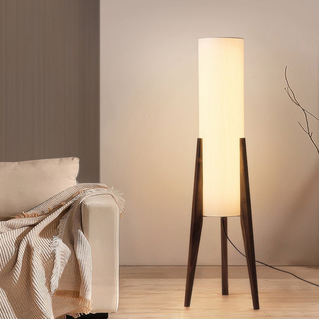 Scandinavian Style Floor Lamp with Walnut Base and Adjustable LED