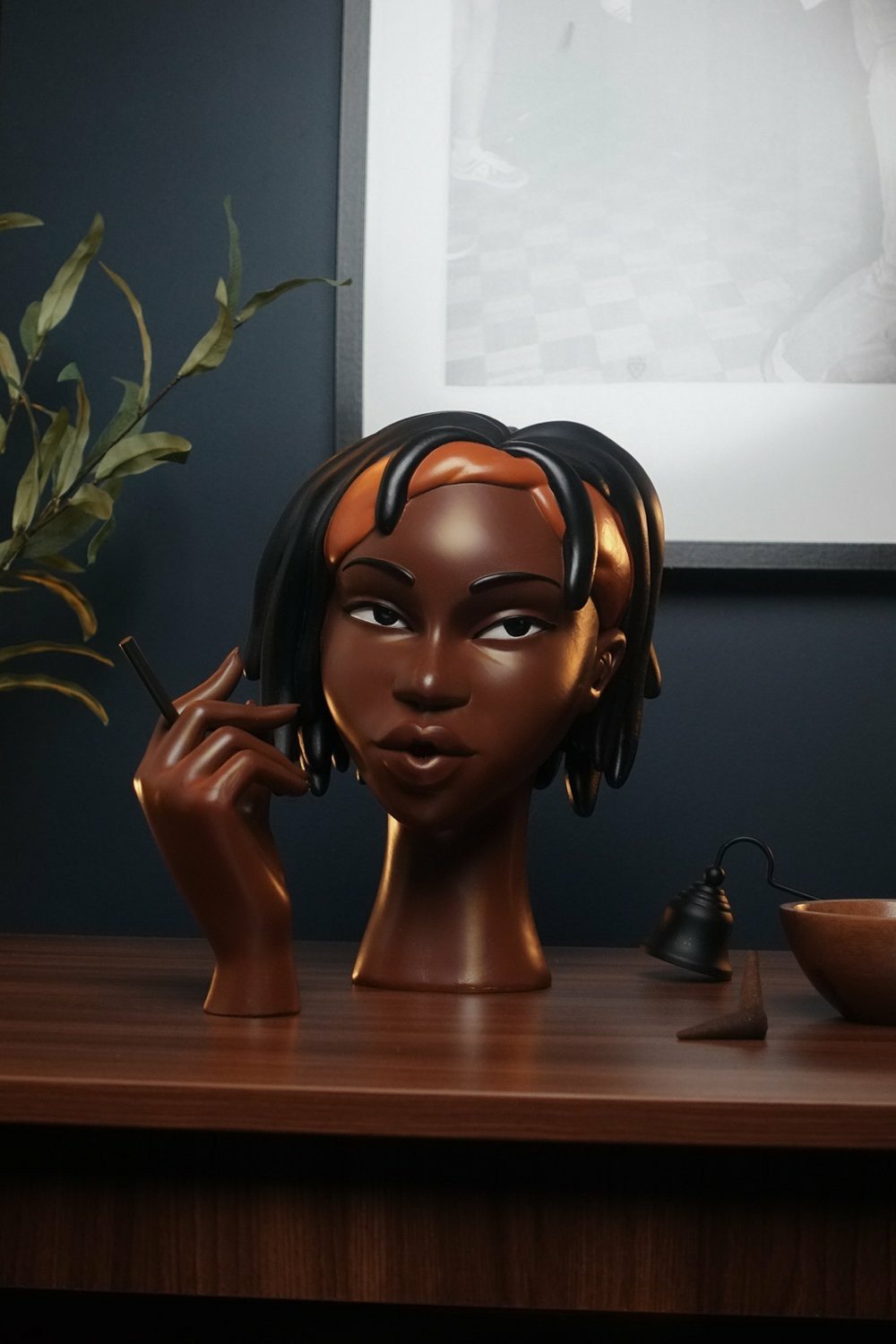 African Woman Head Incense Burner