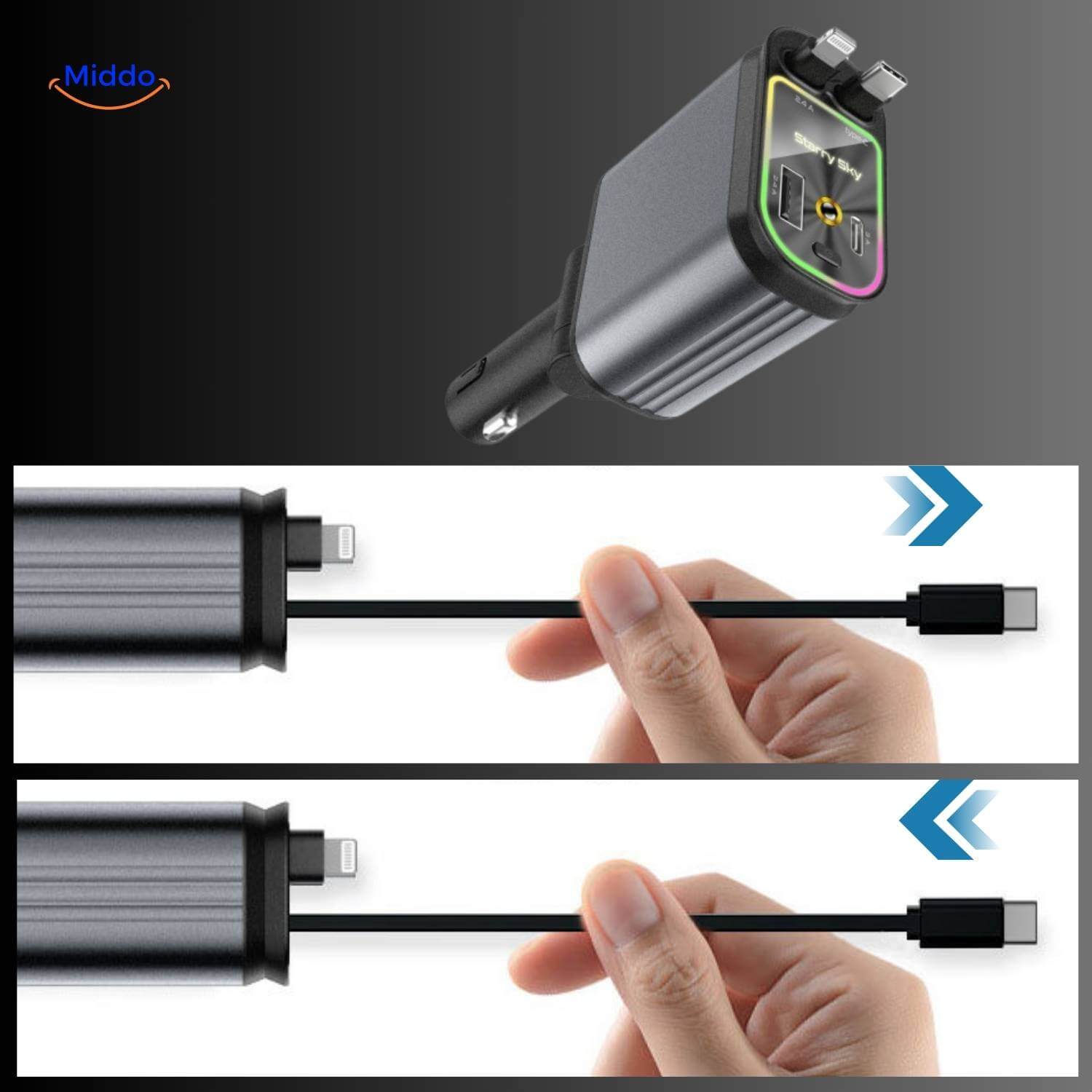 VoltAura™ — Charge Four Devices Fast & Light Up Your Night Drive Sky