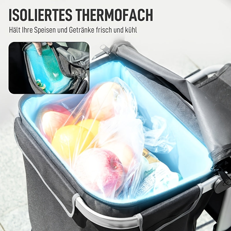 Collapsible 3-in-1 Shopping Cart with Cooler Compartment