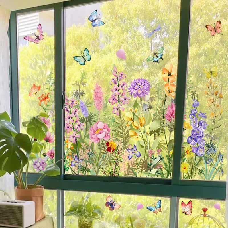 1+1 Free | Colorful Flower Bouquet Window Stickers