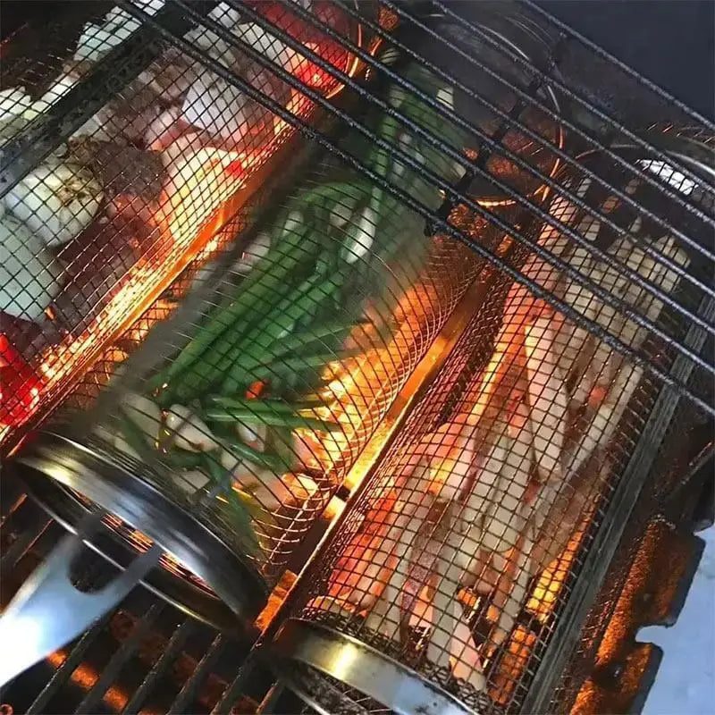 Stainless Metal Grill Basket | Rolling Tray | Suitable for Small Grill Items | GrillRoll