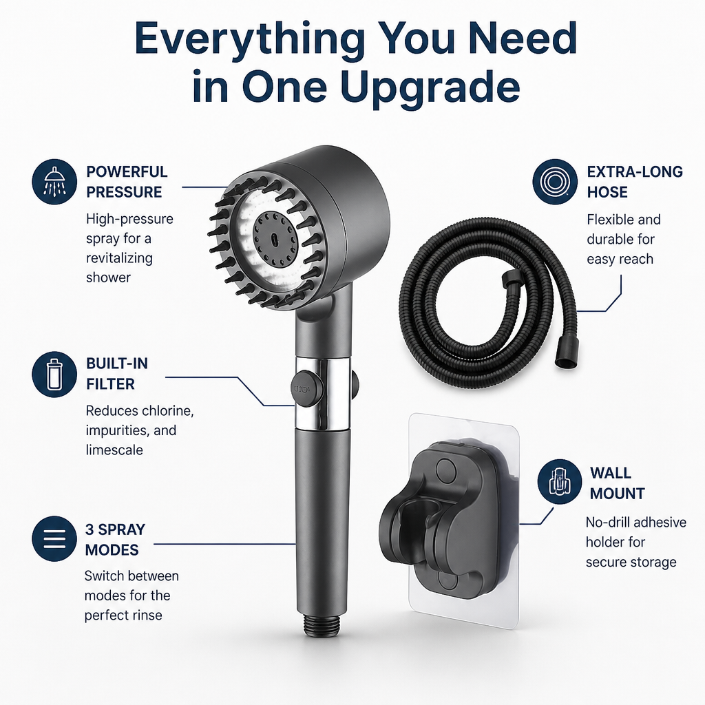AquaVita™ 4-in-1 Shower Head — Transform Your Shower Into a Revitalizing Spa Escape Every Day