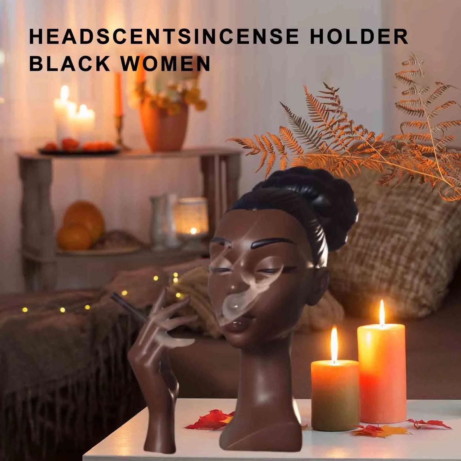 African Woman Head Incense Burner