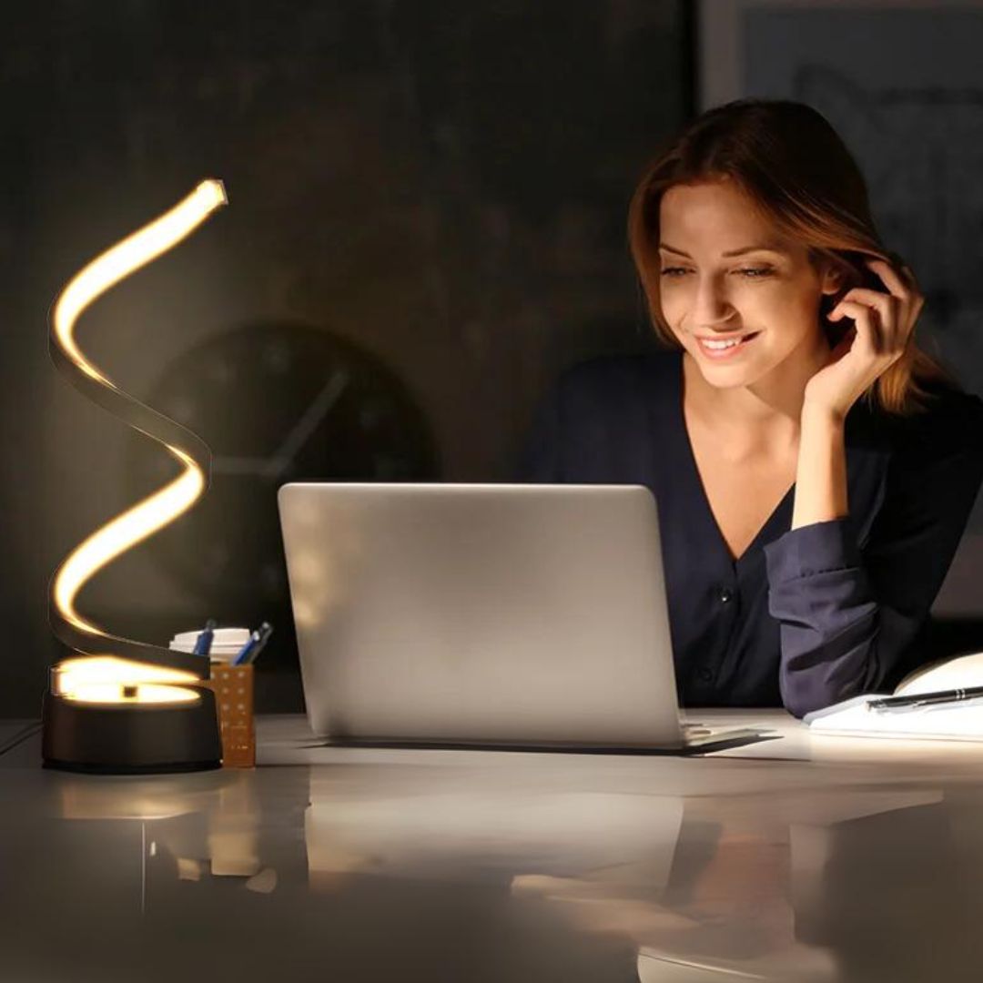 Spiral LED Table Lamp – Touch-Control Dimmable Light