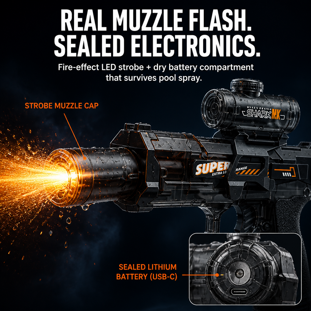 ThunderSplash™ — Drench the Backyard with Zero Pumping, USB-C Power & Muzzle-Flash Lights