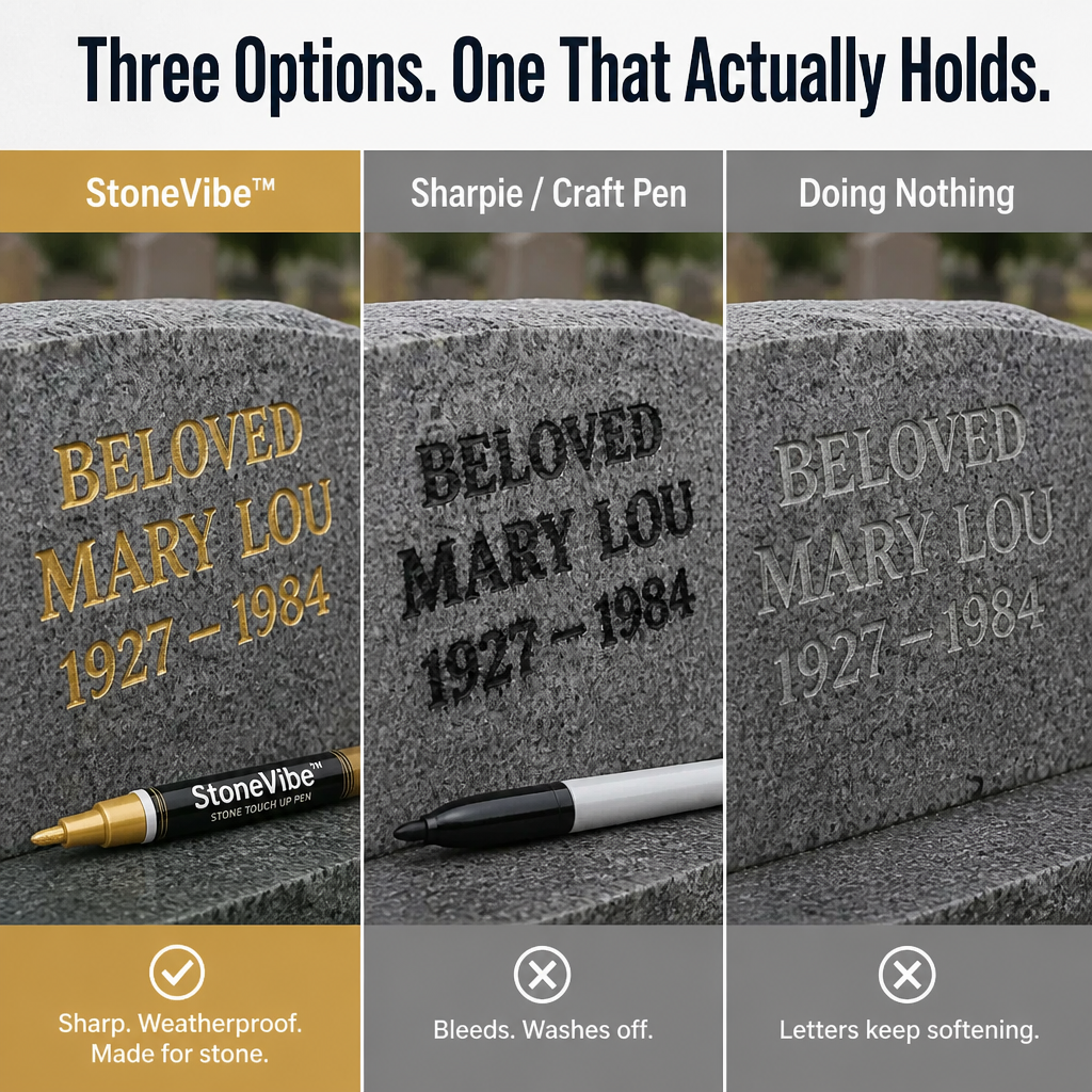 StoneVibe™ — Bring Faded Memorial Names Back to Sharp, Weatherproof Clarity