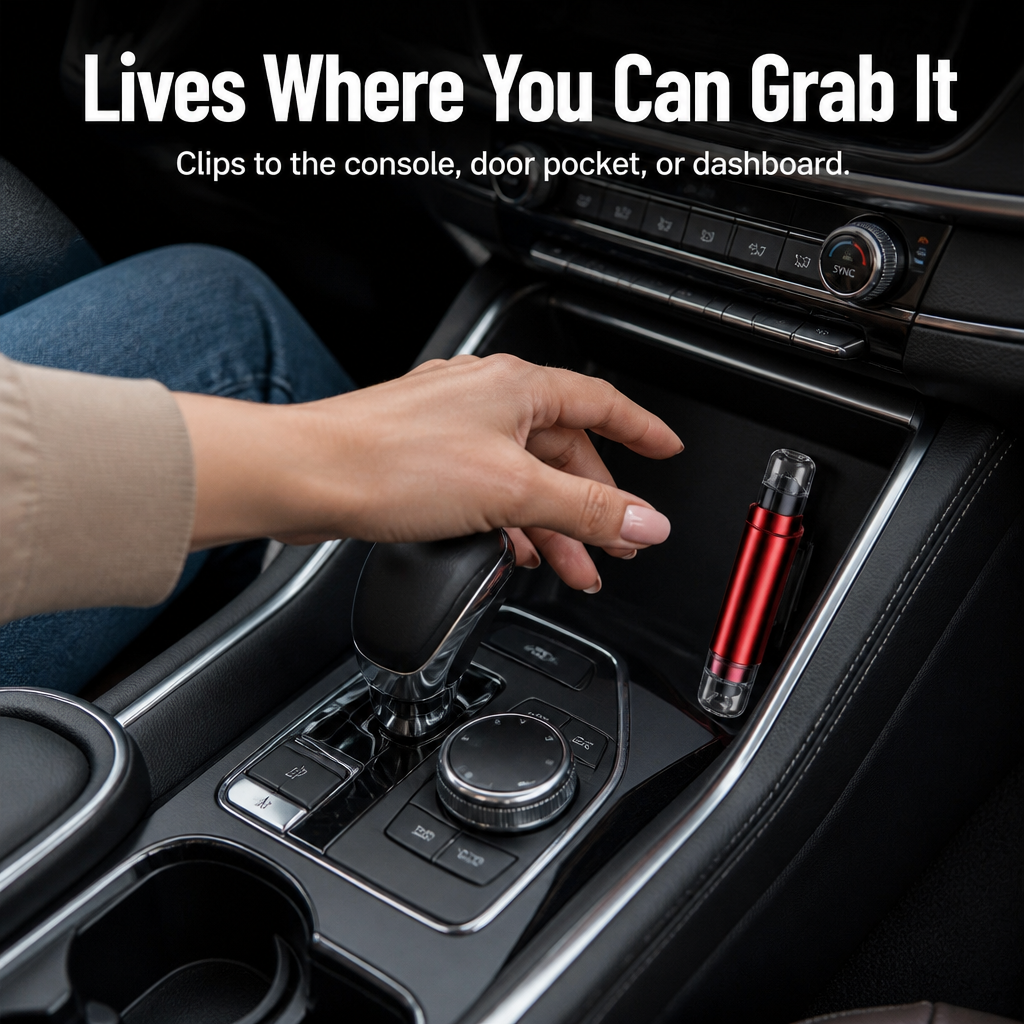 VeroGuard™ — Press Once to Shatter Glass and Cut Your Seatbelt Free