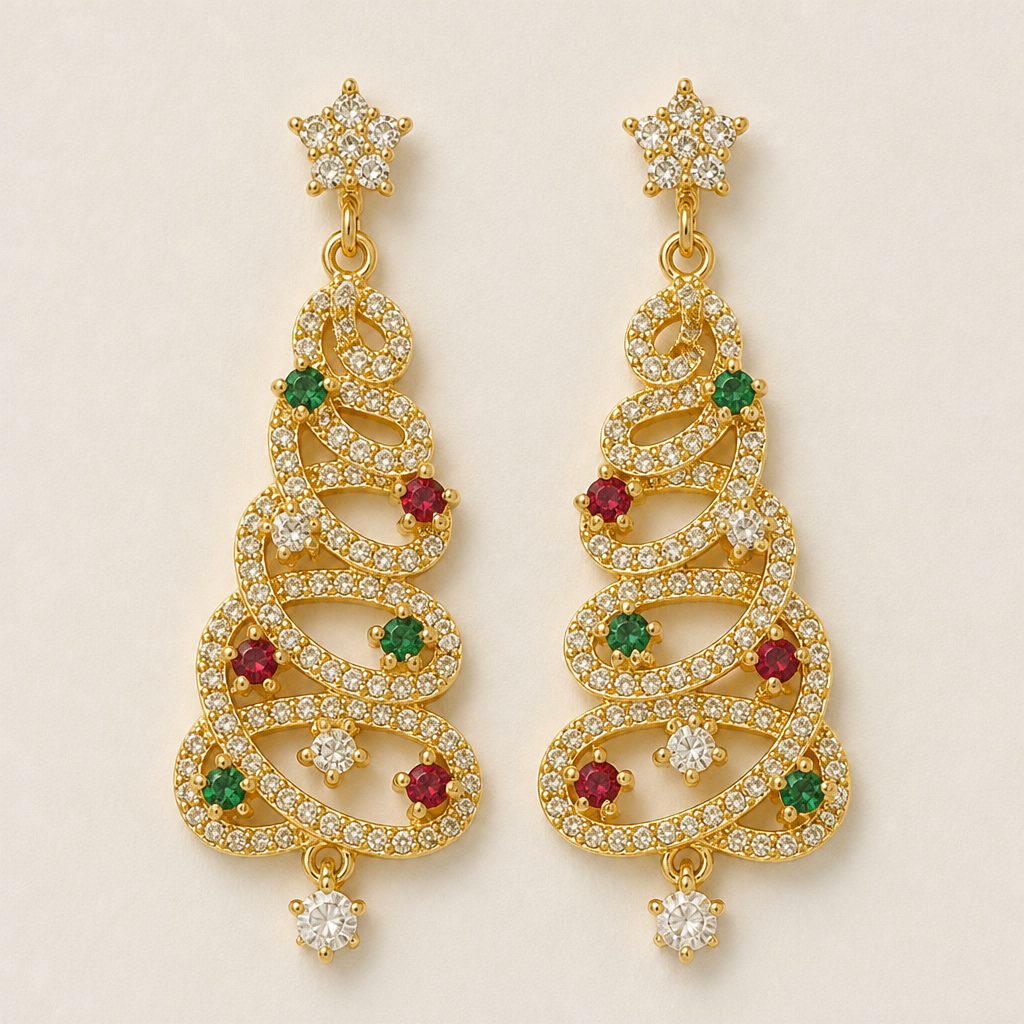 IridEssence™ – Sparkling Crystal Christmas Tree Drop Earrings