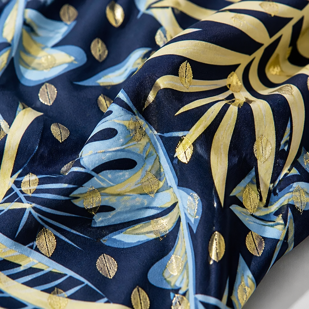 SerenaSculpt™ – Tropical Print V-Neck Wide-Leg Jumpsuit with Smocked Waist