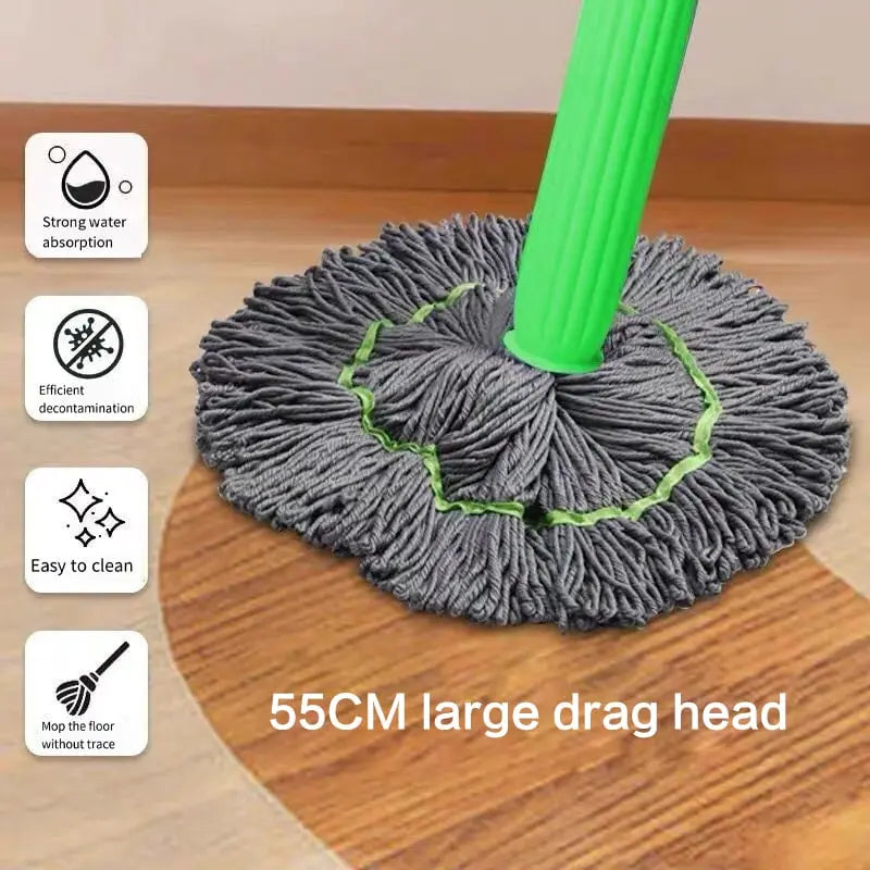 Self-Wringing Microfiber Mop Replacement Head | Swivel Connector | Hands-Free Operation | CleanPulse