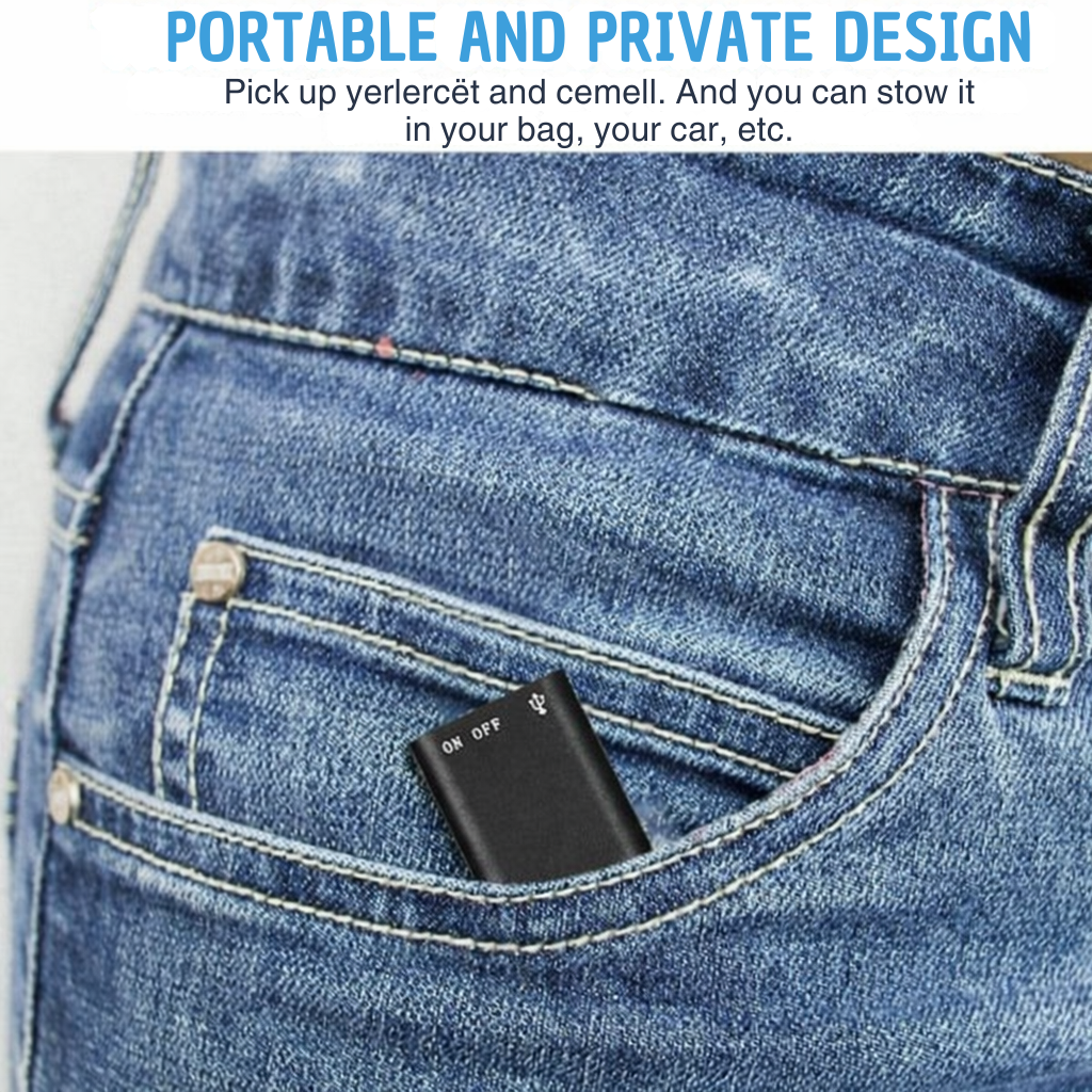 Dictation Device | Compact Audio Recorder | Single Button Recording | MicroSpy