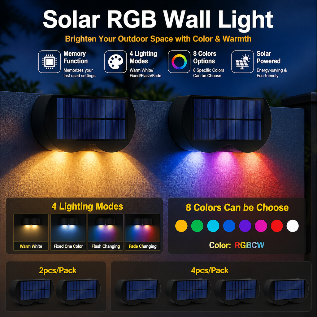 RadiantRay™ Solar Fence Lights — Transform Your Nights with Endless Color and Effortless Glow