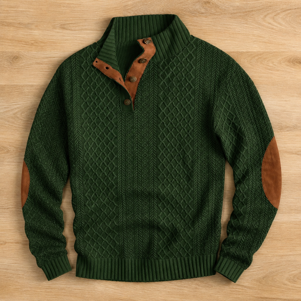 VeroLux™ Jacquard Collar Sweater — Command Every Room with Rugged Comfort and Sharp Style