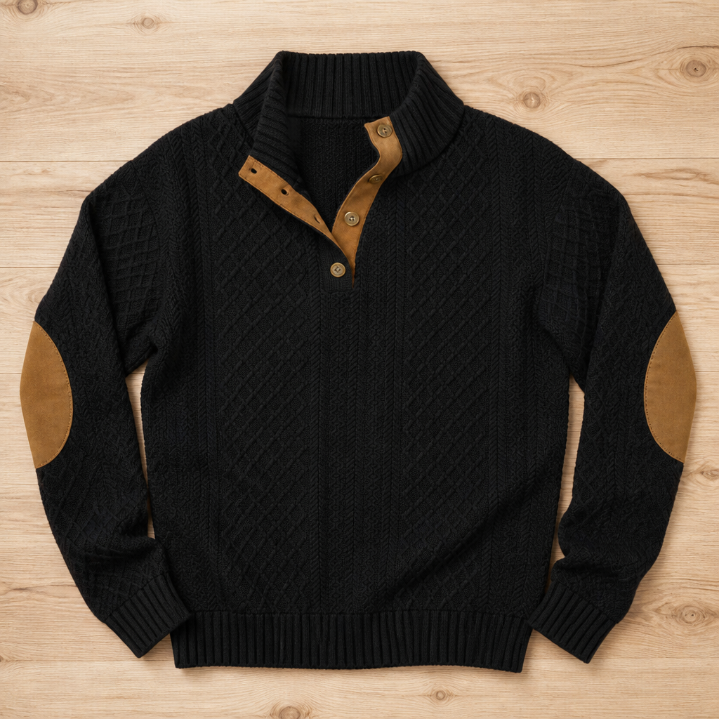 VeroLux™ Jacquard Collar Sweater — Command Every Room with Rugged Comfort and Sharp Style