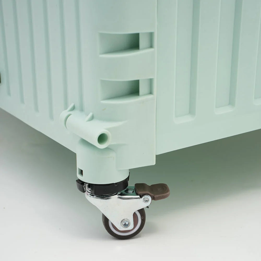 Folding Storage Bin on Wheels for Stairs or Smooth Surfaces