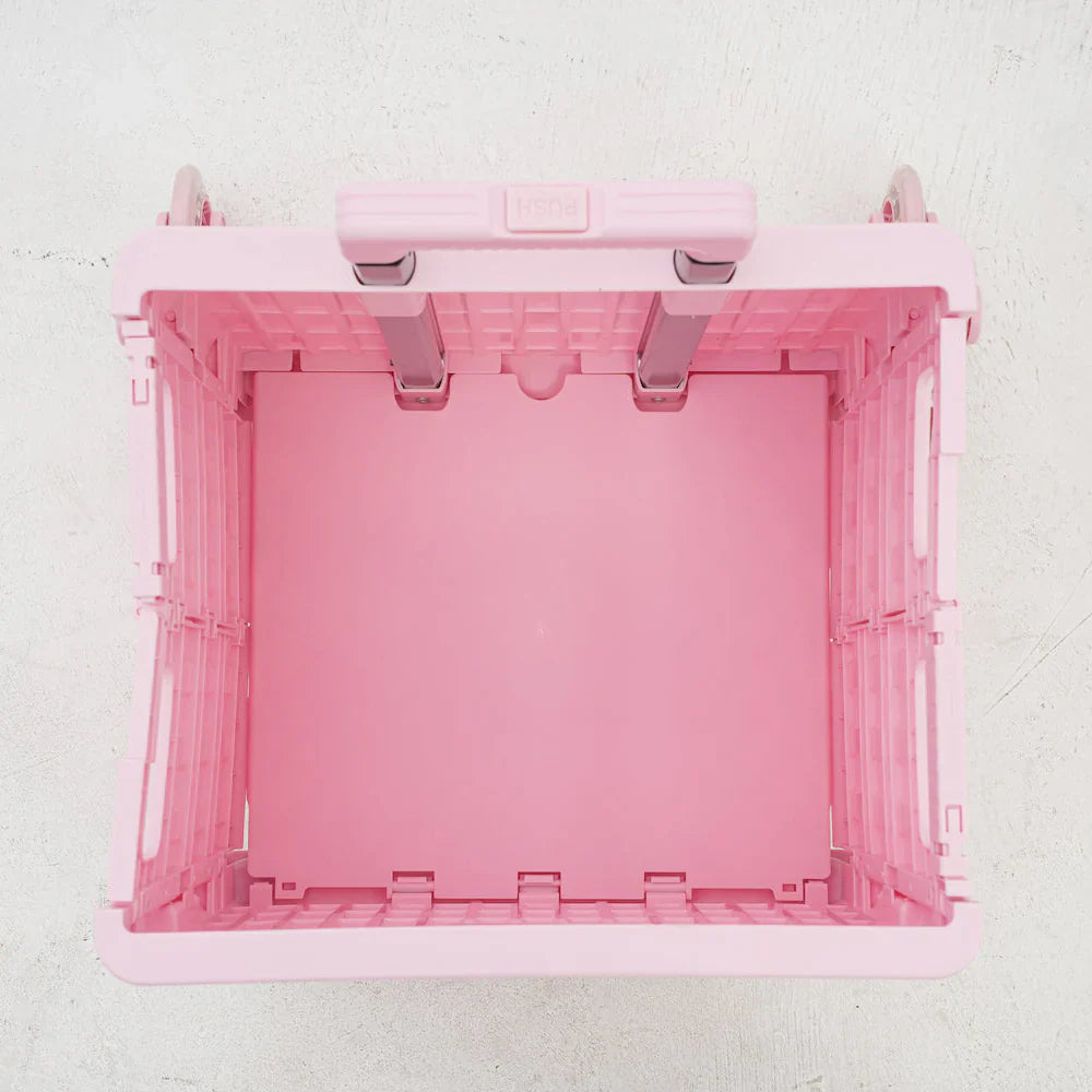 Folding Storage Bin on Wheels for Stairs or Smooth Surfaces