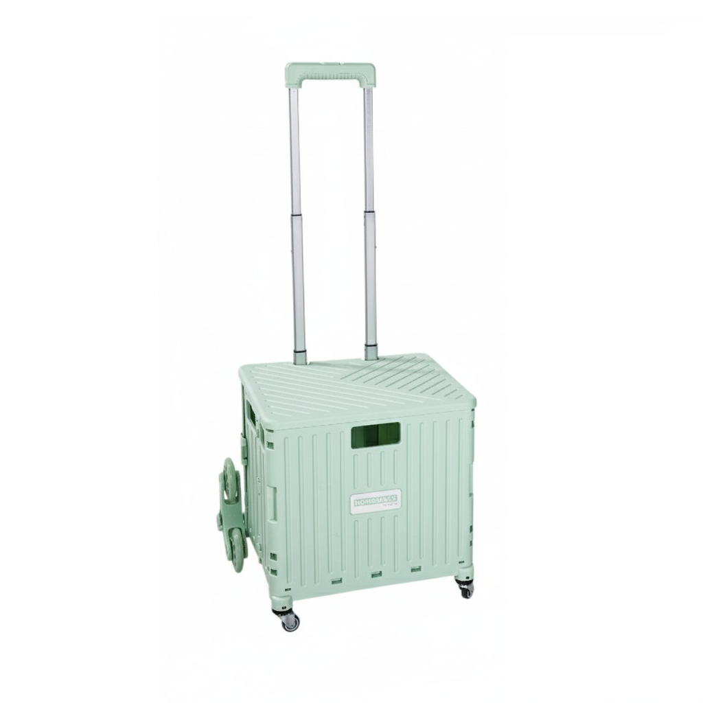 Folding Storage Bin on Wheels for Stairs or Smooth Surfaces