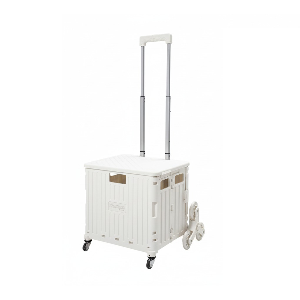 Folding Storage Bin on Wheels for Stairs or Smooth Surfaces