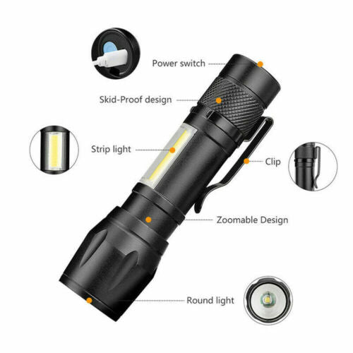 Rechargeable Tactical Flashlight with 900 Lumens β Compact Design